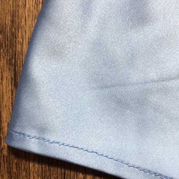 Baby Blue Satin Ruched Top - Picture 16 of 17